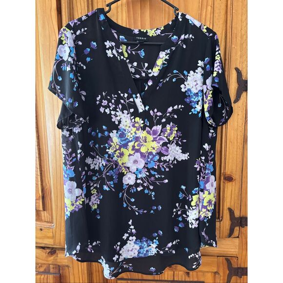 Torrid Floral Chiffon Vneck Top - Picture 1 of 7
